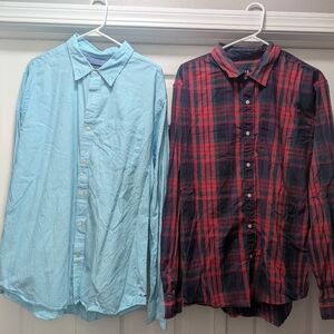Two Men's Long Sleeve Button Down Shirts